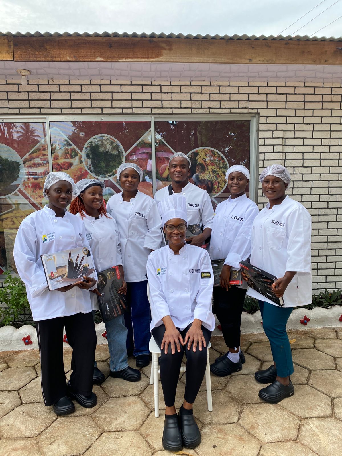 Culinary institute team with their kitchen knife sets
